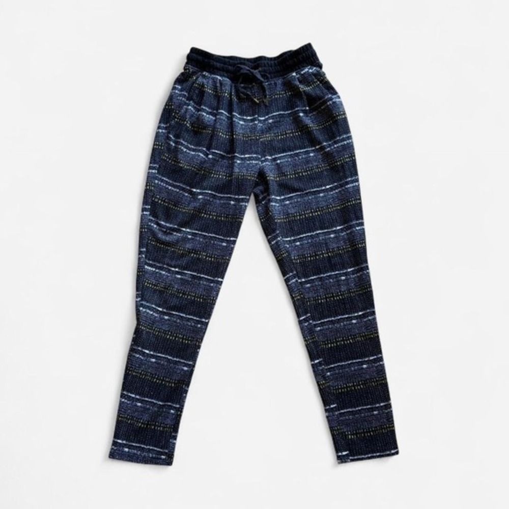 H&M Women's Striped Lounge Pants Casual Comfort Drawstring Waist Blue Yellow